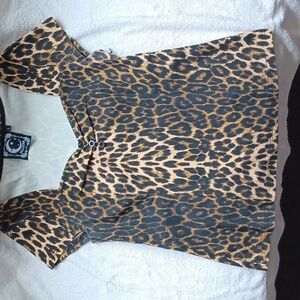 Leopard print KILLSTAR stretchy top with sweetheart neck side zip retro pinup